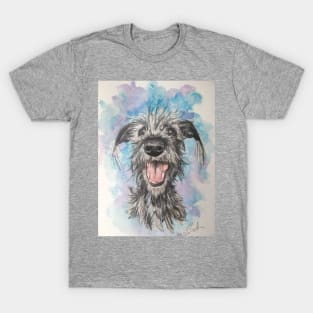 Scruffy Lurcher  , watercolour background T-Shirt